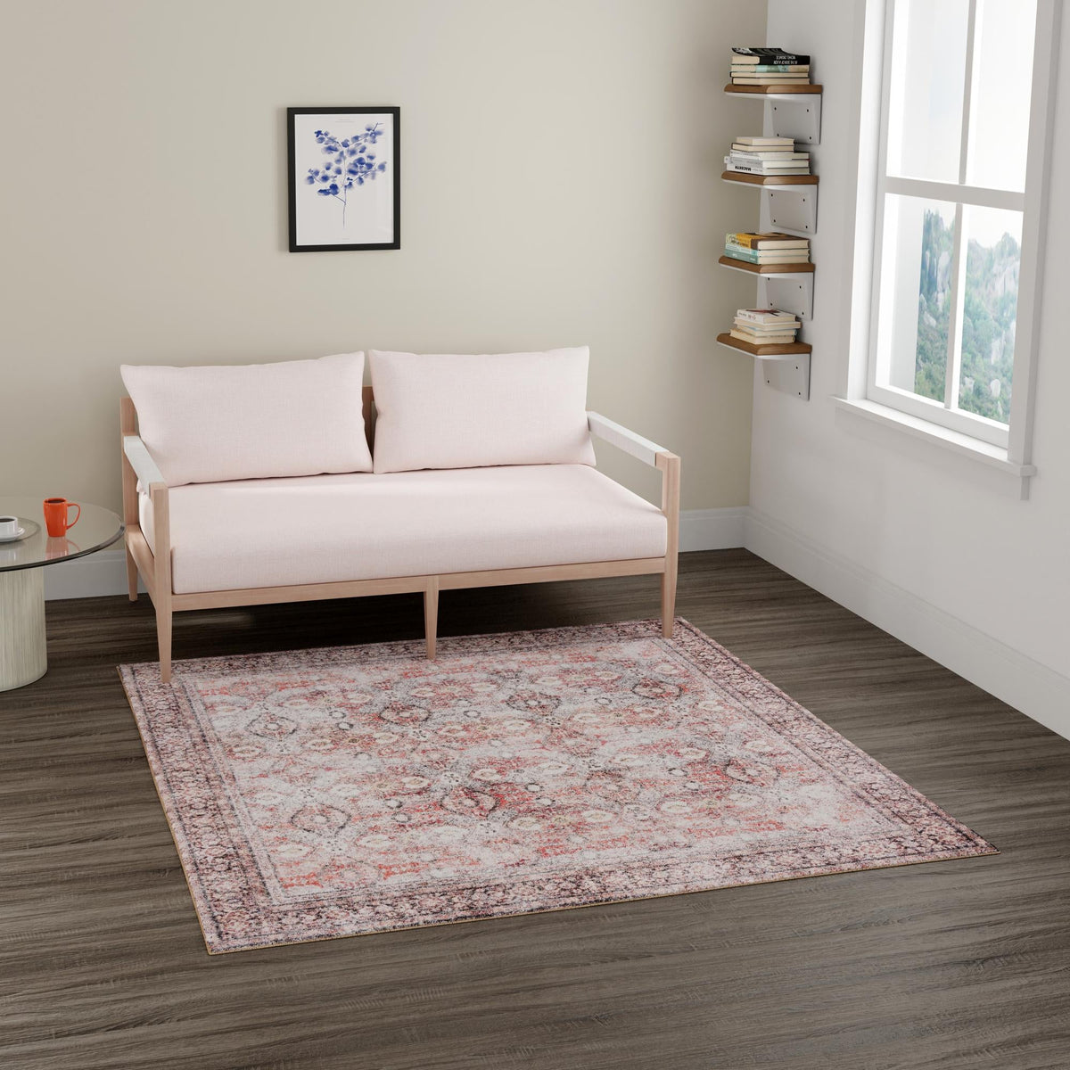 Heritage Elegance Collection Area Rug -  Hampton Square Antique Red  lifestyle 62