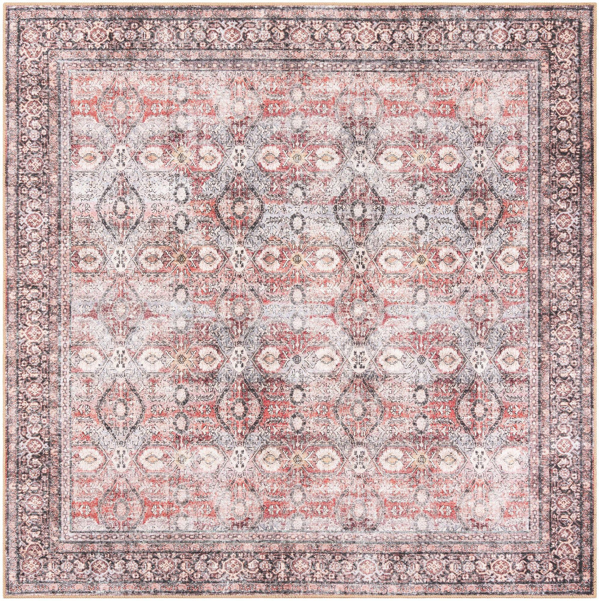 Heritage Elegance Collection Area Rug -  Hampton Square Antique Red  lifestyle 21