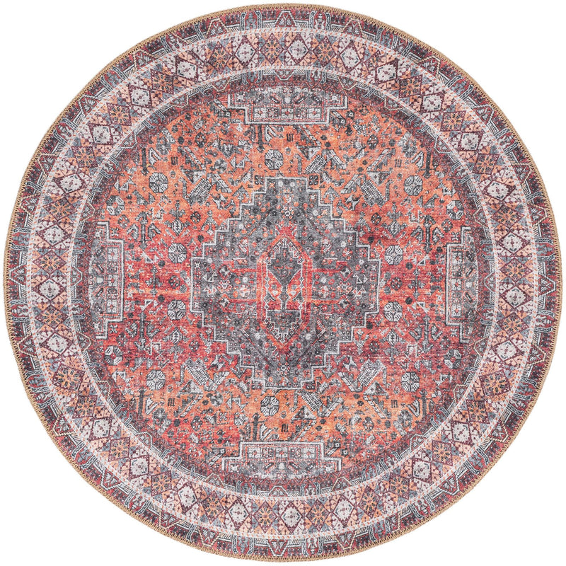 Heritage Elegance Collection Area Rug -  Uffizi Round Rust Red  lifestyle 33