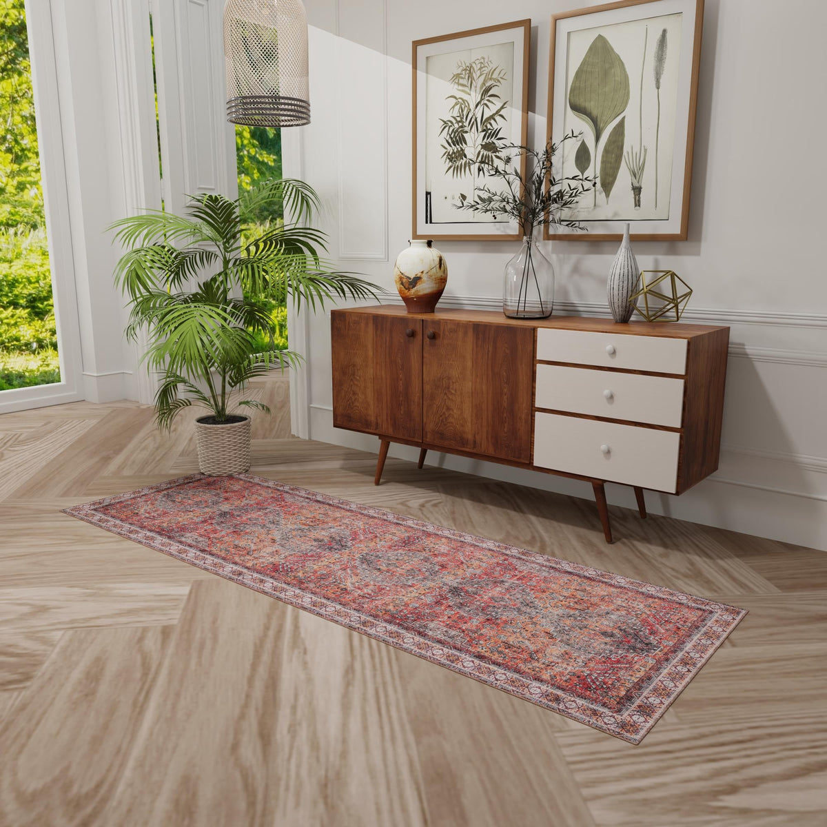 Heritage Elegance Collection Area Rug -  Uffizi Runner Rust Red  lifestyle 128