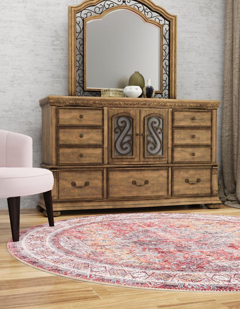 Heritage Elegance Collection Area Rug -  Uffizi Round Rust Red  lifestyle 51