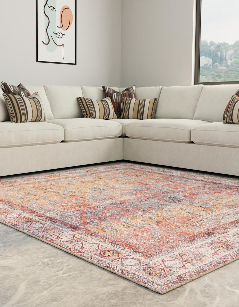 Heritage Elegance Collection Area Rug -  Uffizi Square Rust Red  lifestyle 61