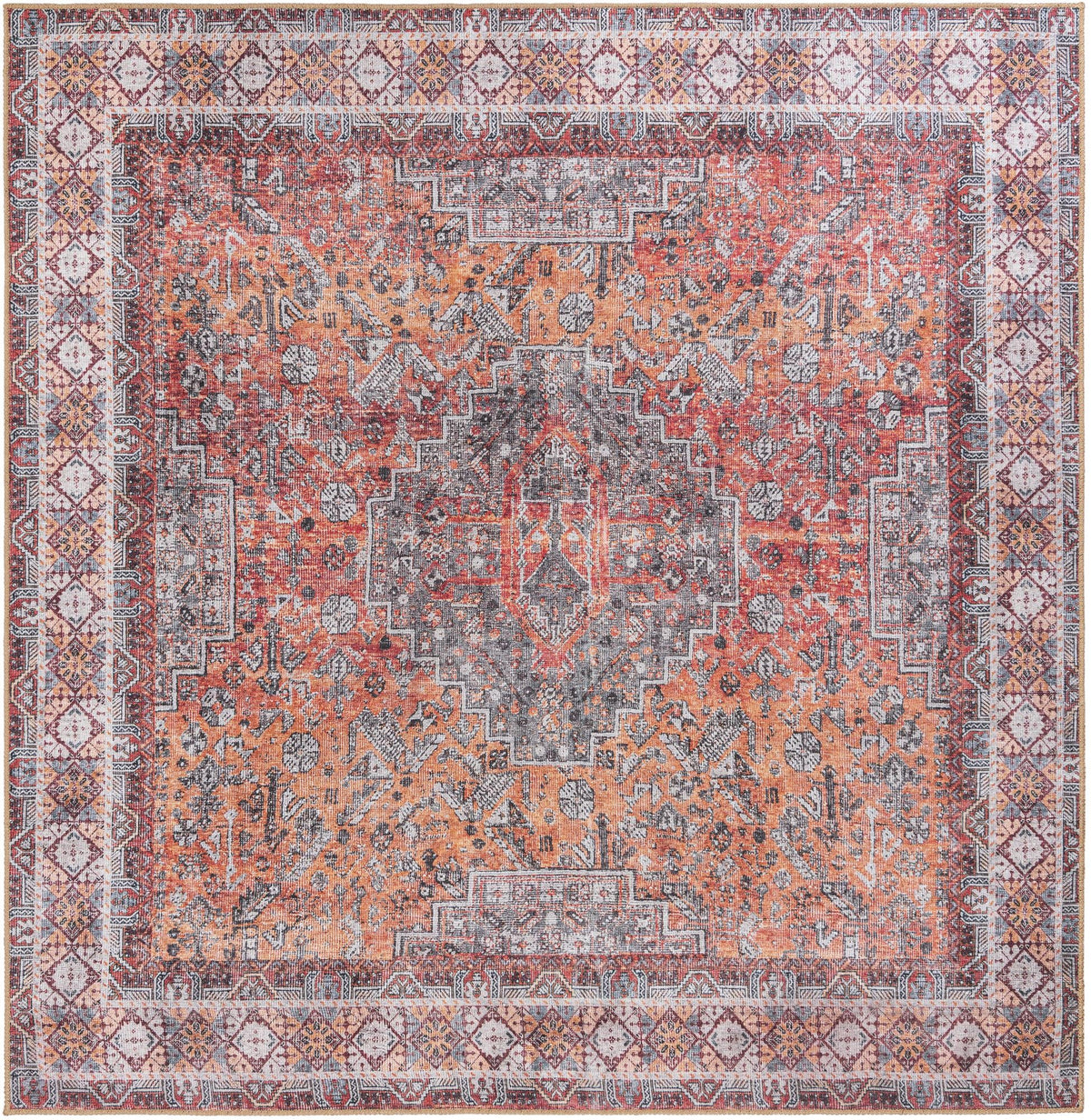 Heritage Elegance Collection Area Rug -  Uffizi Square Rust Red  lifestyle 73