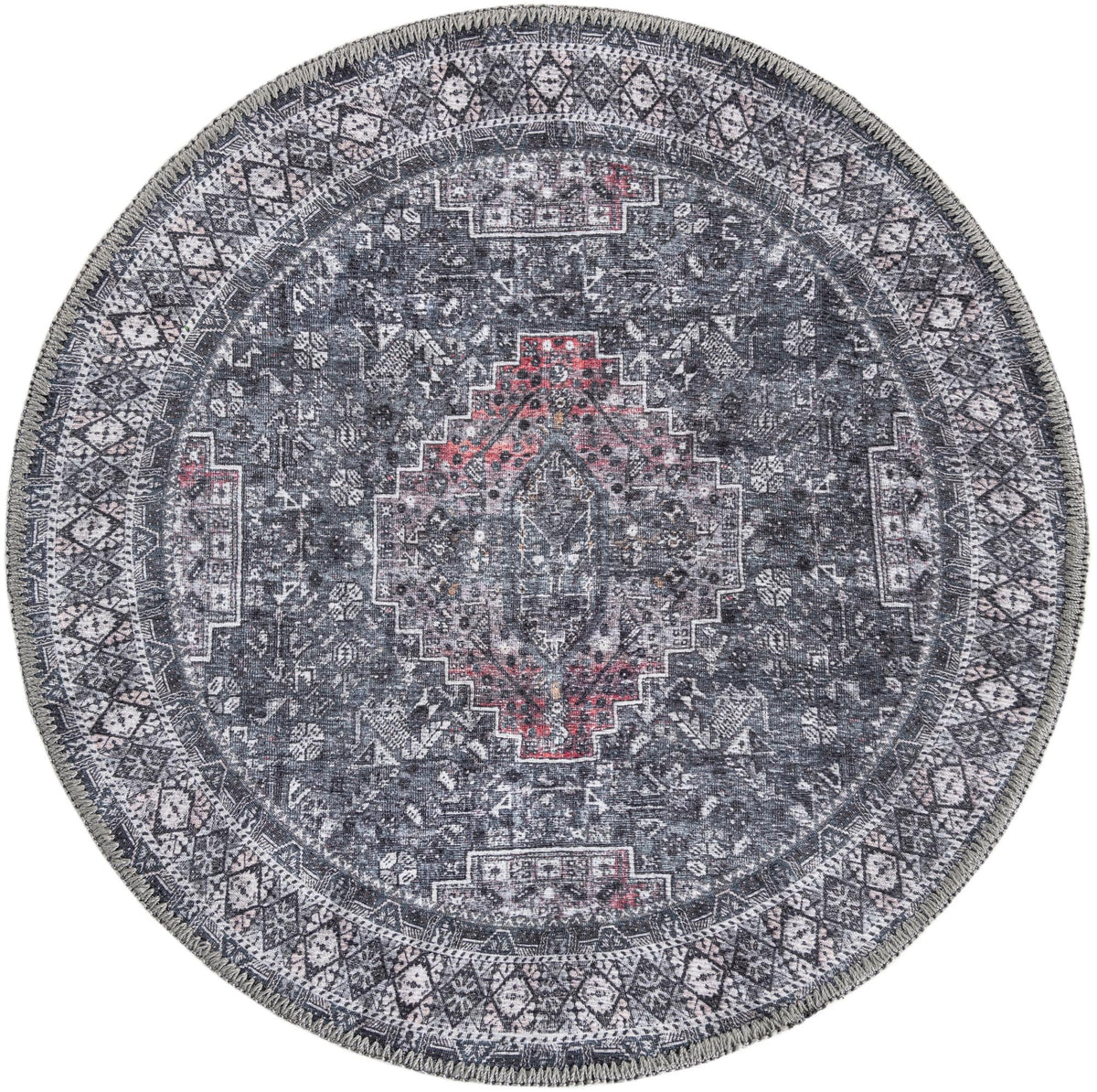 Heritage Elegance Collection Area Rug -  Uffizi Round Gray  lifestyle 34