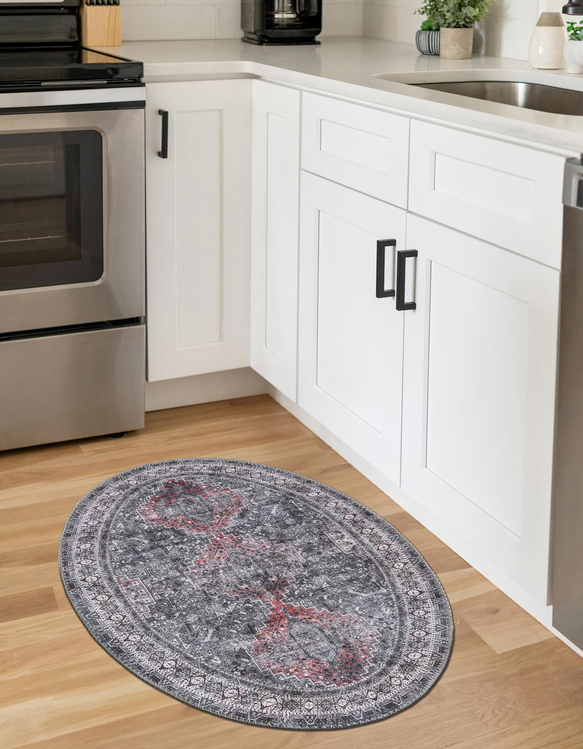 Heritage Elegance Collection Area Rug -  Uffizi Oval Gray  lifestyle 41