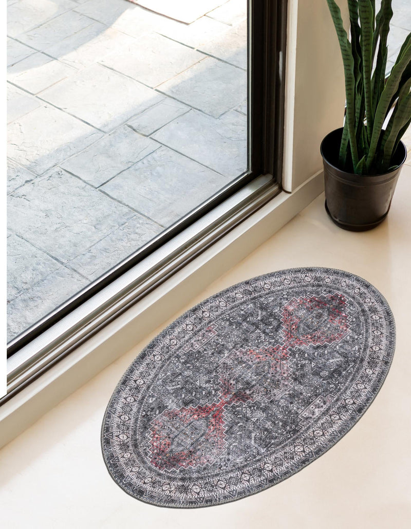 Heritage Elegance Collection Area Rug -  Uffizi Oval Gray  lifestyle 47