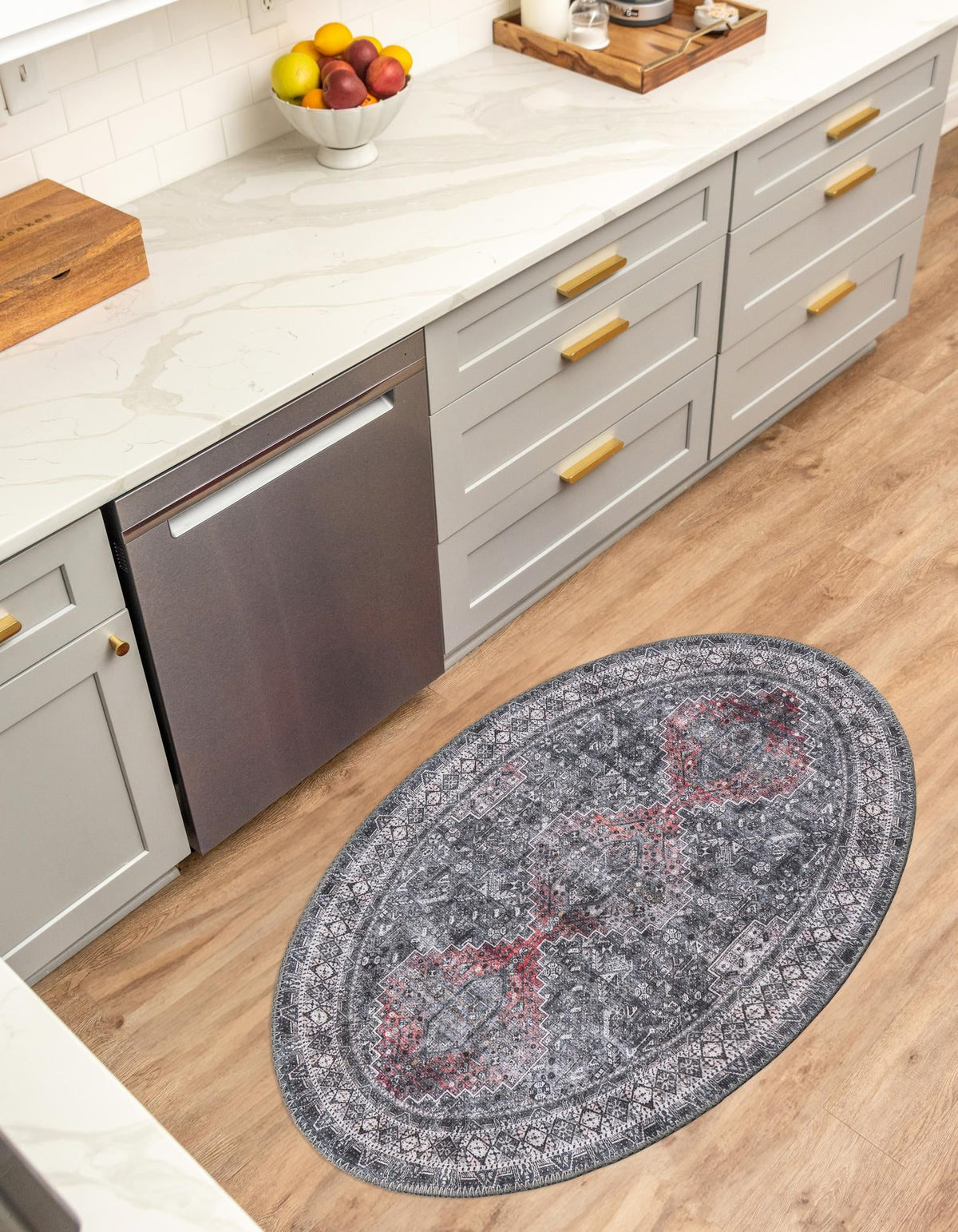 Heritage Elegance Collection Area Rug -  Uffizi Oval Gray  lifestyle 53