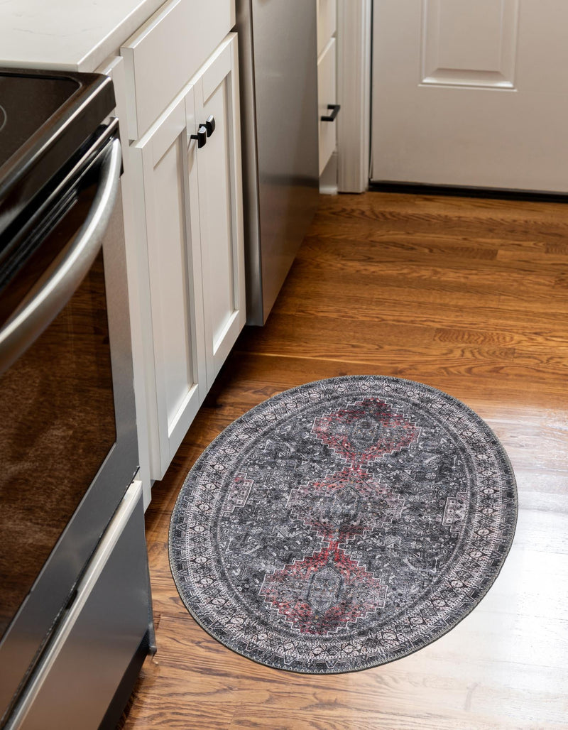 Heritage Elegance Collection Area Rug -  Uffizi Oval Gray  lifestyle 59