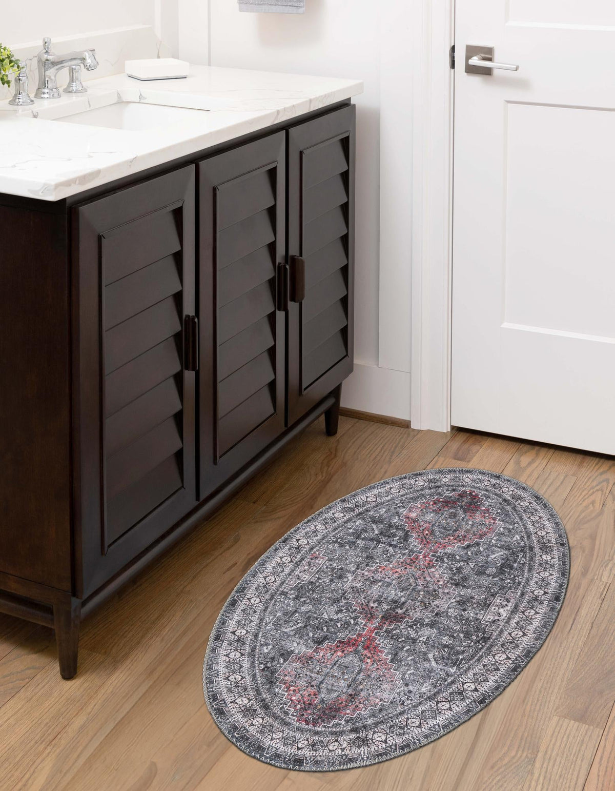Heritage Elegance Collection Area Rug -  Uffizi Oval Gray  lifestyle 60