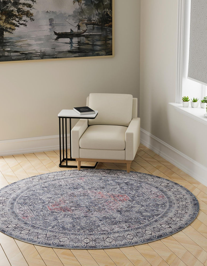 Heritage Elegance Collection Area Rug -  Uffizi Round Gray  lifestyle 46
