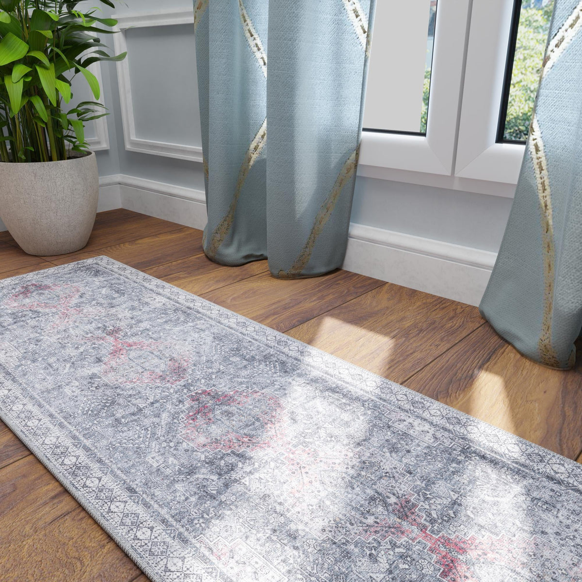 Heritage Elegance Collection Area Rug -  Uffizi Runner Gray  lifestyle 136