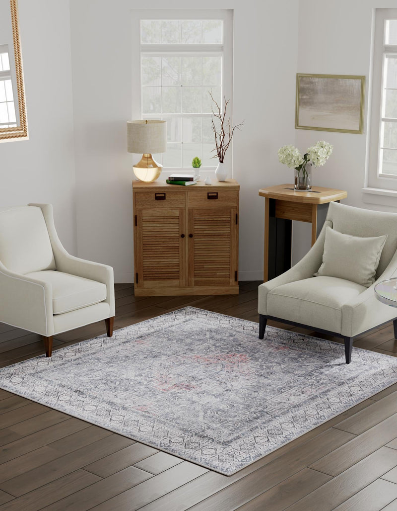Heritage Elegance Collection Area Rug -  Uffizi Square Gray  lifestyle 49