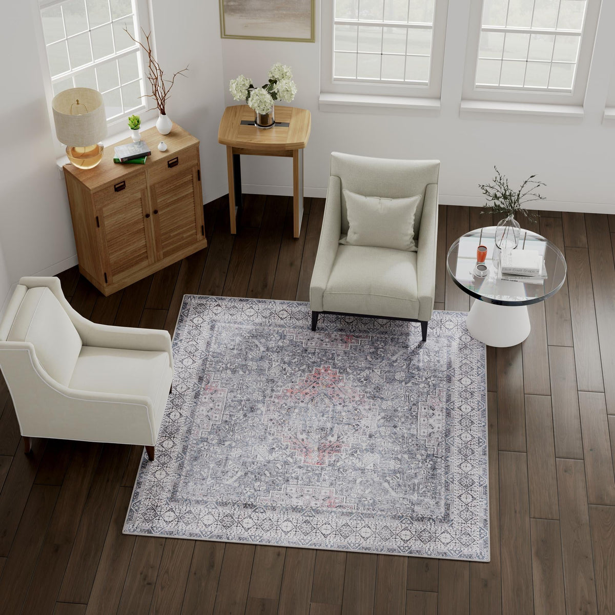 Heritage Elegance Collection Area Rug -  Uffizi Square Gray  lifestyle 127