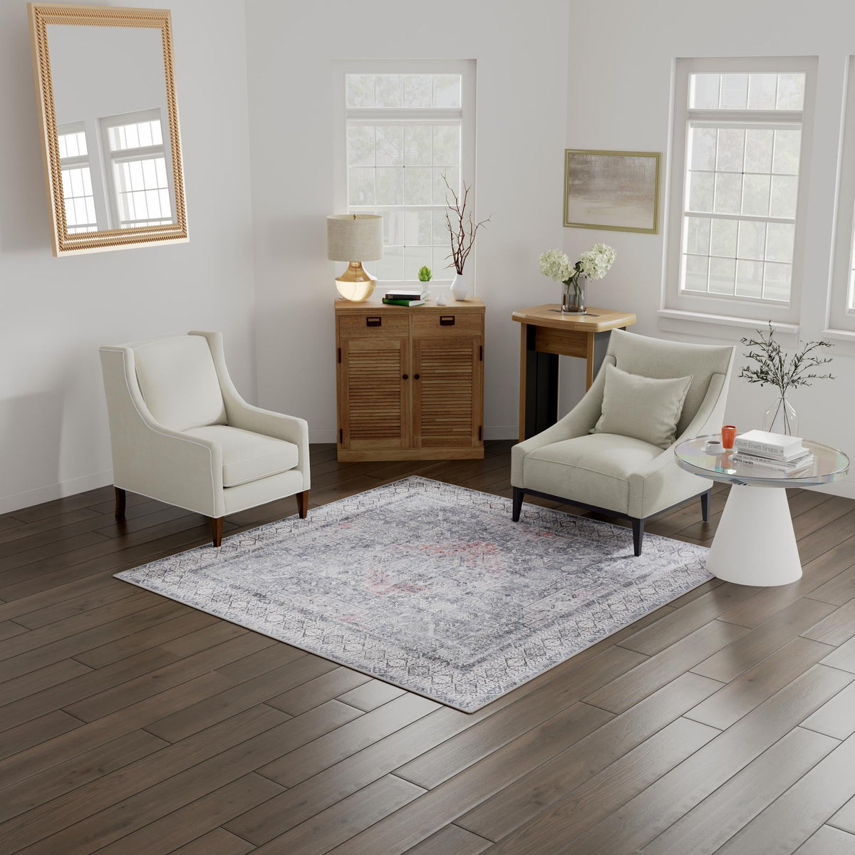 Heritage Elegance Collection Area Rug -  Uffizi Square Gray  lifestyle 132