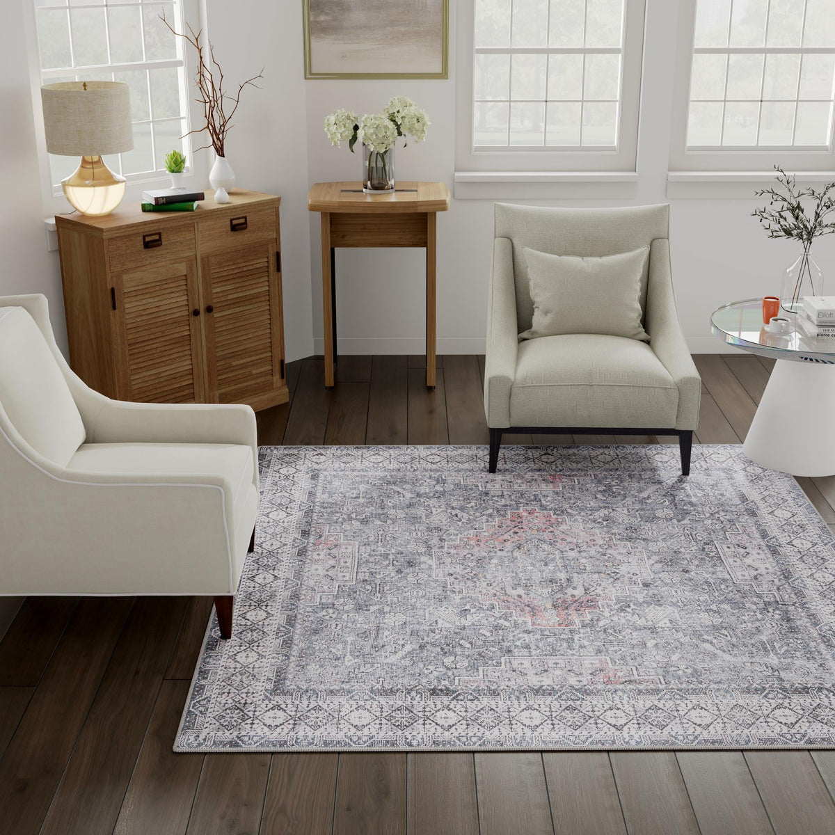 Heritage Elegance Collection Area Rug -  Uffizi Square Gray  lifestyle 137