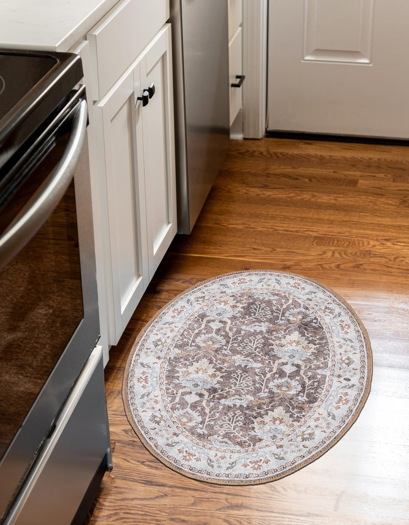 Heritage Elegance Collection Area Rug -  Forbidden Oval Almond Brown  lifestyle 144