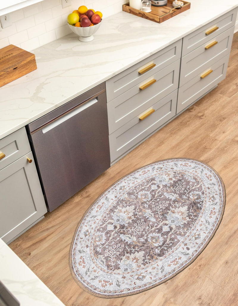 Heritage Elegance Collection Area Rug -  Forbidden Oval Almond Brown  lifestyle 159