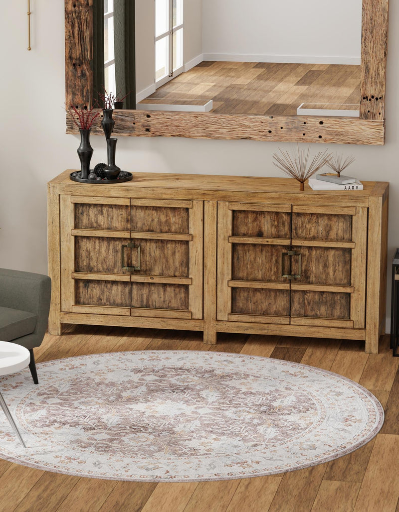 Heritage Elegance Collection Area Rug -  Forbidden Round Almond Brown  lifestyle 103