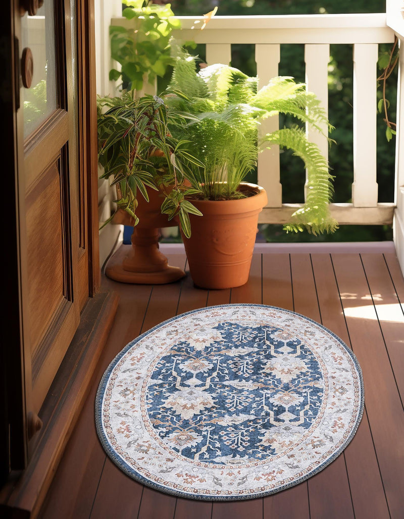 Heritage Elegance Collection Area Rug -  Forbidden Oval Navy Blue  lifestyle 81