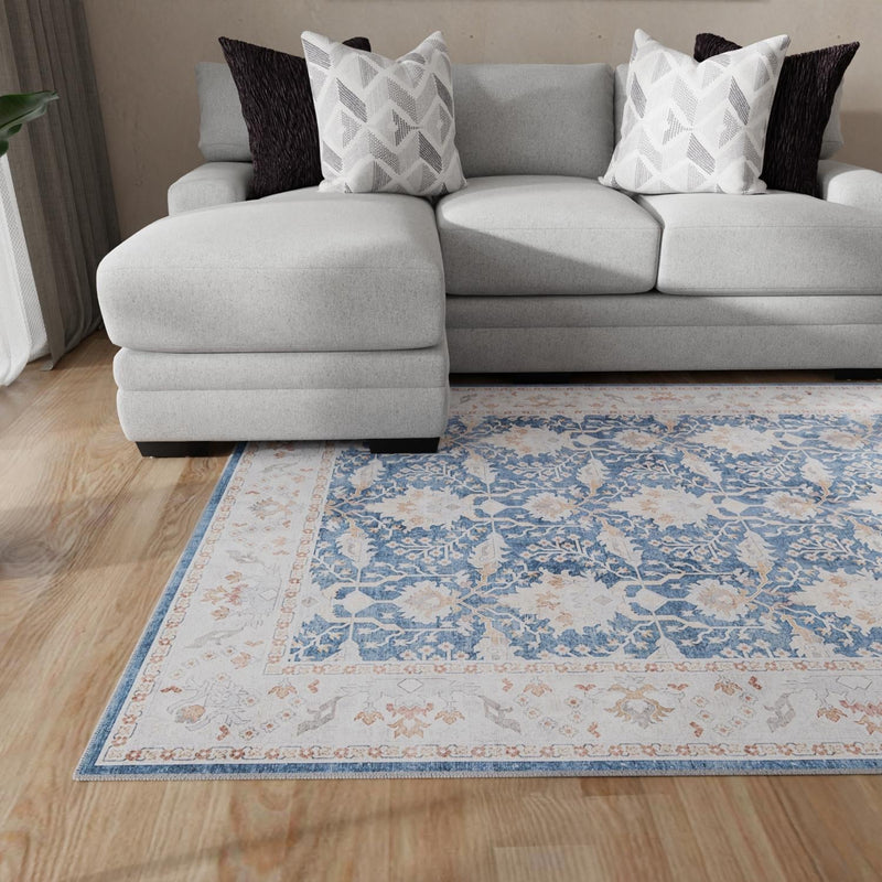 Heritage Elegance Collection Area Rug -  Forbidden Rectangle Navy Blue  lifestyle 63