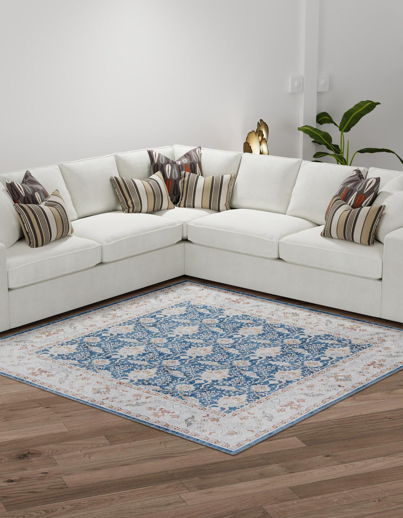 Heritage Elegance Collection Area Rug -  Forbidden Square Navy Blue  lifestyle 106