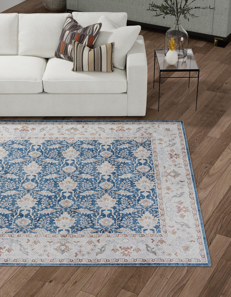 Heritage Elegance Collection Area Rug -  Forbidden Square Navy Blue  lifestyle 126