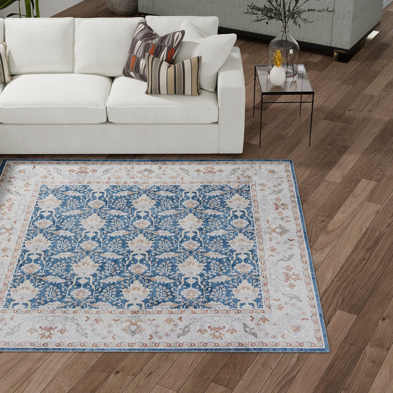 Heritage Elegance Collection Area Rug -  Forbidden Square Navy Blue  lifestyle 238