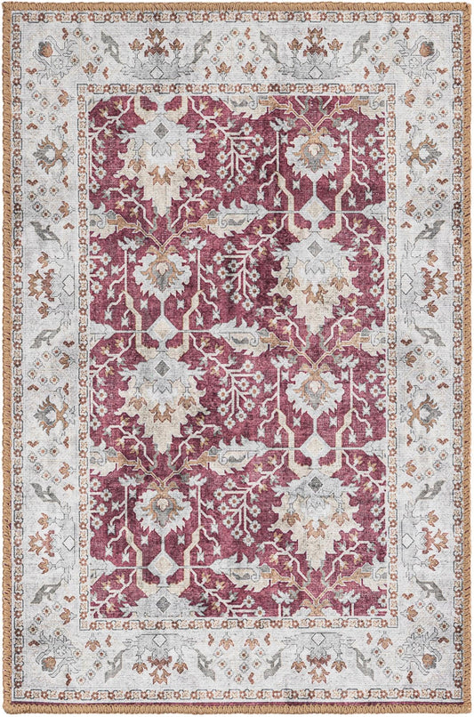 Heritage Elegance Collection Area Rug -  Forbidden Rectangle Burgundy Red Main