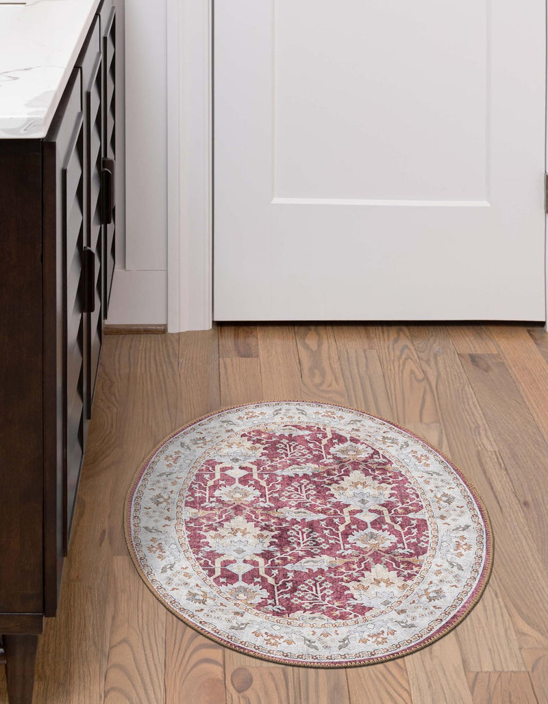Heritage Elegance Collection Area Rug -  Forbidden Oval Burgundy Red  lifestyle 135