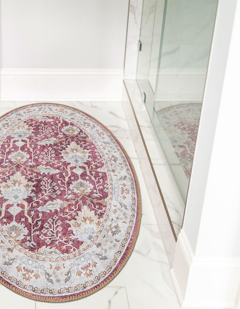 Heritage Elegance Collection Area Rug -  Forbidden Oval Burgundy Red  lifestyle 165