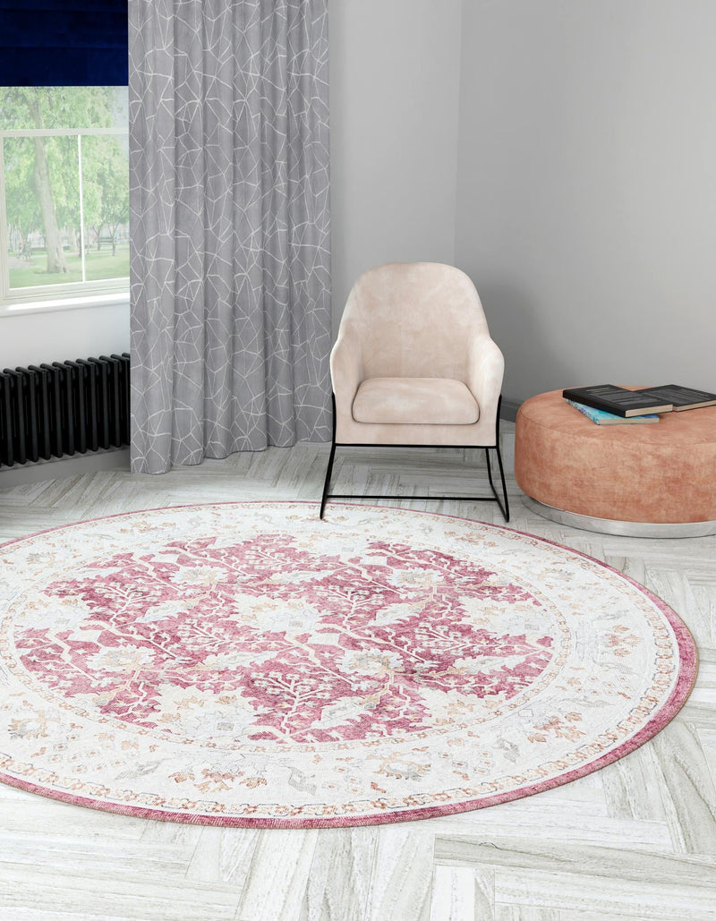 Heritage Elegance Collection Area Rug -  Forbidden Round Burgundy Red  lifestyle 67