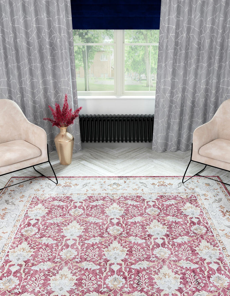 Heritage Elegance Collection Area Rug -  Forbidden Square Burgundy Red  lifestyle 75