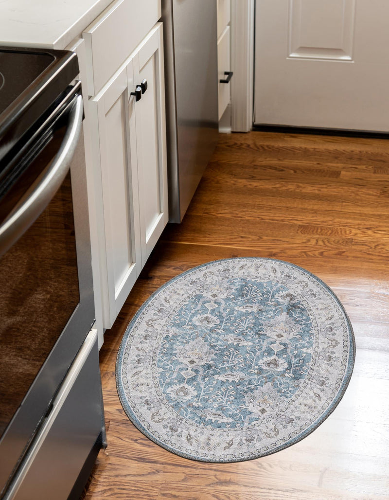 Heritage Elegance Collection Area Rug -  Forbidden Oval Teal blue  lifestyle 151