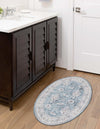 Heritage Elegance Collection Area Rug -  Forbidden Oval Teal blue  lifestyle 156