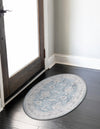 Heritage Elegance Collection Area Rug -  Forbidden Oval Teal blue  lifestyle 166