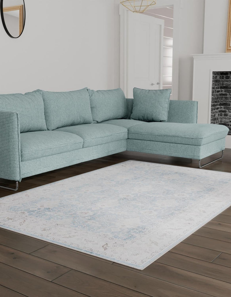 Heritage Elegance Collection Area Rug -  Forbidden Rectangle Teal blue  lifestyle 9