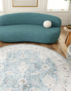 Heritage Elegance Collection Area Rug -  Forbidden Round Teal blue  lifestyle 129