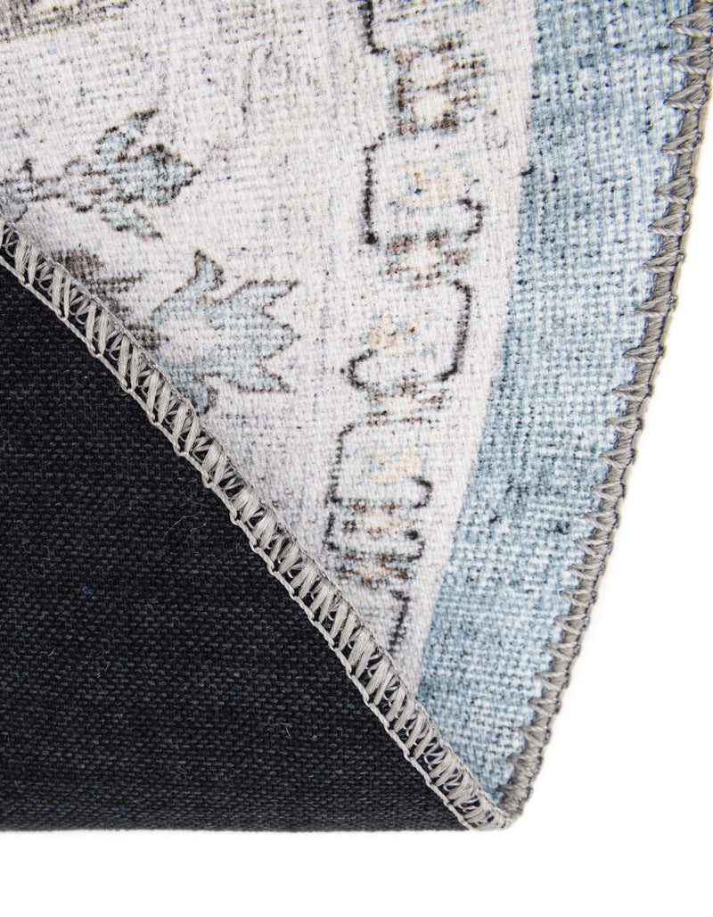 Heritage Elegance Collection Area Rug -  Forbidden Round Teal blue  lifestyle 186