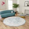 Heritage Elegance Collection Area Rug -  Forbidden Round Teal blue  lifestyle 225