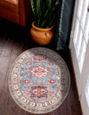Heritage Elegance Collection Area Rug -  Neuschwanstein Oval Light Blue  lifestyle 83