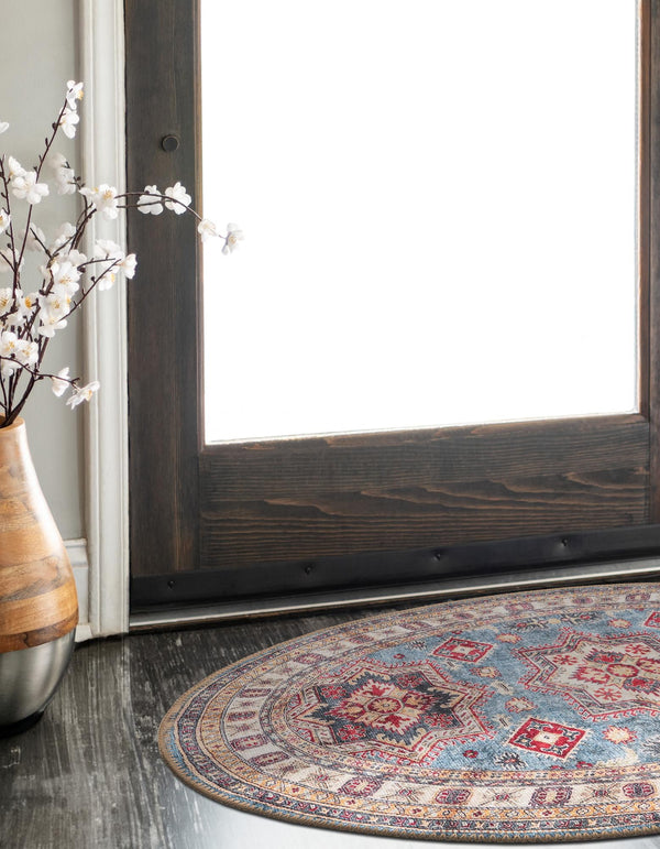 Heritage Elegance Collection Area Rug -  Neuschwanstein Oval Light Blue  lifestyle 115