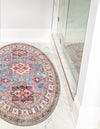 Heritage Elegance Collection Area Rug -  Neuschwanstein Oval Light Blue  lifestyle 126