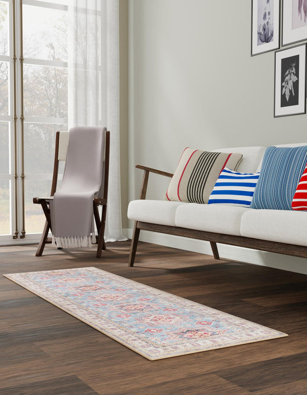 Heritage Elegance Collection Area Rug -  Neuschwanstein Runner Light Blue  lifestyle 98