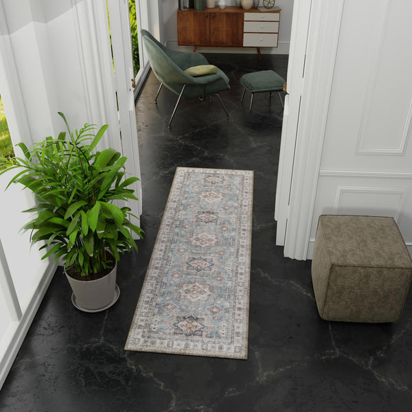Heritage Elegance Collection Area Rug -  Neuschwanstein Runner Soft Green  lifestyle 163