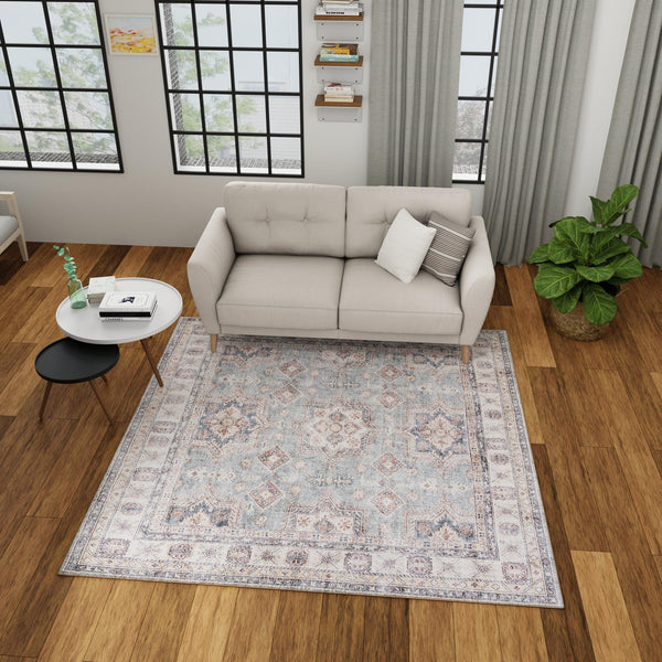 Heritage Elegance Collection Area Rug -  Neuschwanstein Square Soft Green  lifestyle 165