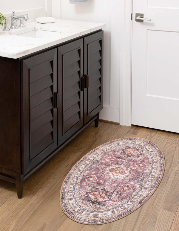 Heritage Elegance Collection Area Rug -  Neuschwanstein Oval Antique Rose Pink  lifestyle 144