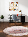 Heritage Elegance Collection Area Rug -  Neuschwanstein Round Antique Rose Pink  lifestyle 104