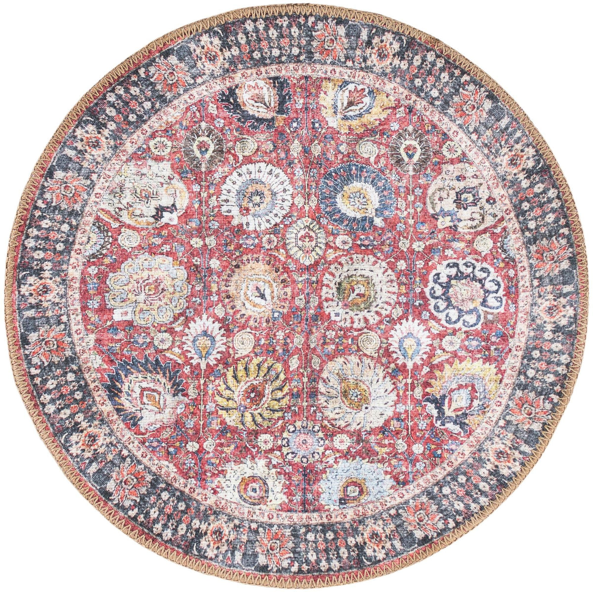 Heritage Elegance Collection Area Rug -  Gatchina Round Vintage Red  lifestyle 19
