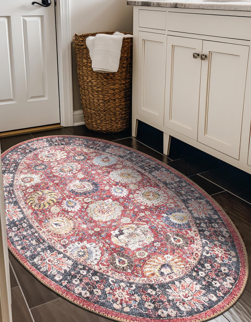 Heritage Elegance Collection Area Rug -  Gatchina Oval Vintage Red  lifestyle 24