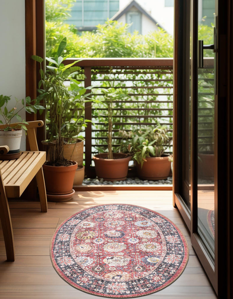 Heritage Elegance Collection Area Rug -  Gatchina Oval Vintage Red  lifestyle 32